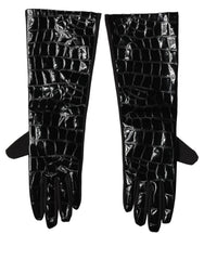 Dolce & Gabbana Black Polyester Patterned Short Length Gloves