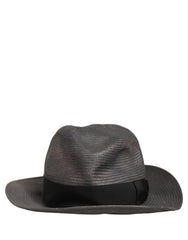 Dolce & Gabbana Men Gray Paper Woven Wide Brim Fedora Hat