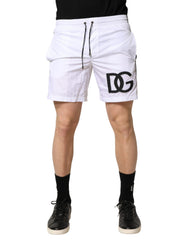 Dolce & Gabbana White DG Logo Men Drawstring Shorts Swimwear
