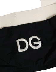 Dolce & Gabbana Black White Cotton Stretch Bikini Top Swimwear