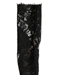 Dolce & Gabbana Sleeves Black Nylon Floral Lace Warmer Arm