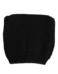 Dolce & Gabbana Black Cashmere Knitted Ribbed Cuff Beanie Hat