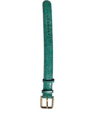 Dolce & Gabbana Green Embossed Leather Gold Buckle Belt Strap Bracelet