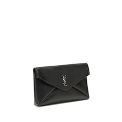 Saint Laurent Black Calf Leather Bos Taurus Clutch Bag