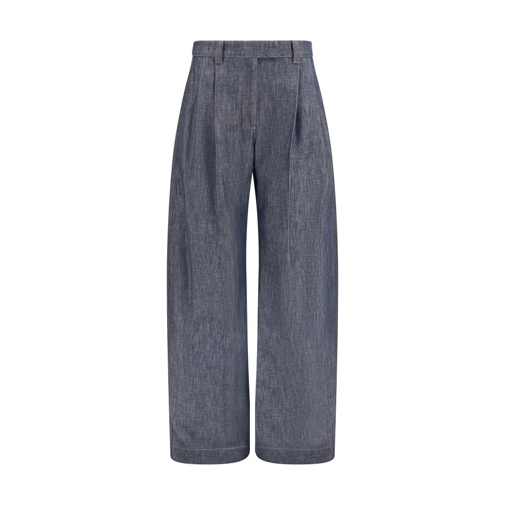 Brunello Cucinelli Blue Cotton High-Waisted Jean