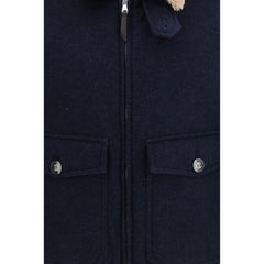 Brunello Cucinelli Blue Cashmere Full-Length Jacket