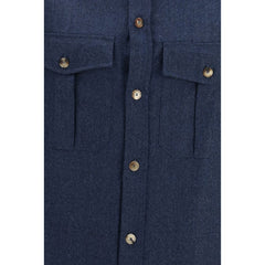 Brunello Cucinelli Blue Wool Oves Aries Shirt