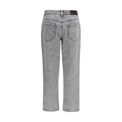 Brunello Cucinelli Gray Cotton Straight-Leg Jeans