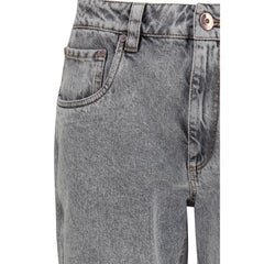 Brunello Cucinelli Gray Cotton Straight-Leg Jeans