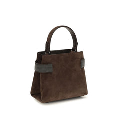 Brunello Cucinelli Brown Calf Leather Bos Taurus Handbag
