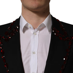 Dolce & Gabbana Black Crystal Embellished Coat Blazer Jacket