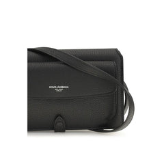 Dolce & Gabbana Black Calf Leather Bos Taurus Shoulder Bag