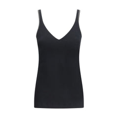 Brunello Cucinelli Black Cotton Sleeveles T-Shirt