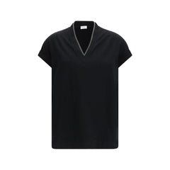 Brunello Cucinelli Black Cotton T-Shirt