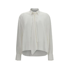 Brunello Cucinelli White Silk Dress Shirt
