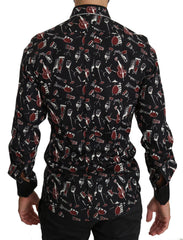 Dolce & Gabbana Black Musical Instrument Slim fit Shirt