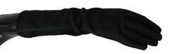 Dolce & Gabbana Black Gray Mid Arm Length Mittens Wool  Gloves