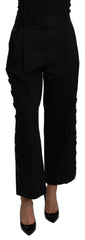 Dolce & Gabbana Black High Waist Cropped Cotton Stretch Pants