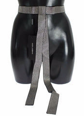 Dolce & Gabbana Black Silk Clear Crystal Bow Waist Belt