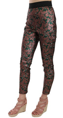 Dolce & Gabbana Multicolor Iridescent Brocade Jacquard Trousers Crop Pants
