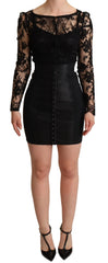 Dolce & Gabbana Black Fitted Lace Top Bodycon Mini Dress
