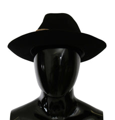 Dolce & Gabbana Black Lapin Amor Gignit Wide Brim Panama Hat