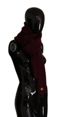 Dolce & Gabbana Dark Red Cashmere Logo Wrap Shawl Knitted Scarf