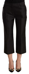 Dolce & Gabbana Black 100% Silk Flared Cropped Pants