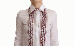 Dolce & Gabbana White Cotton Lace Long Sleeves Ruffle Collar Top Shirt