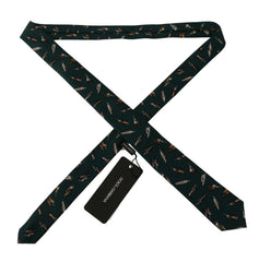 Dolce & Gabbana Black Bottle Fantasy Print Silk Adjustable Accessory Tie