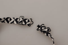 Dolce & Gabbana Black White Geometric 100% Silk Adjustable Accessory Tie