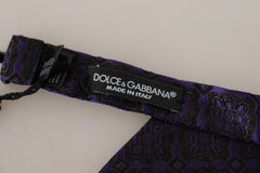 Dolce & Gabbana Blue Geometric Silk Adjustable Neck Papillon Tie