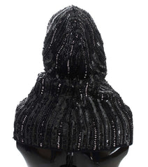 Dolce & Gabbana Black Knitted Sequin Hood Scarf Hat