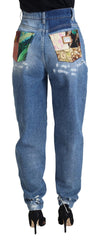 Dolce & Gabbana Blue Washed Cotton Tattered Denim Jeans