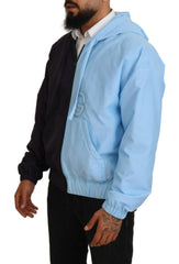 Dolce & Gabbana Black Blue DG Hooded Full Zip Men Jacket