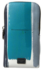 Dolce & Gabbana Blue Leather Purse Crossbody Sling Phone Bag Unisex
