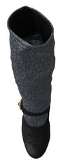 Dolce & Gabbana Black Crystal Mary Janes Booties Shoes