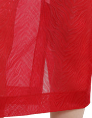 Dolce & Gabbana Red Sheer High Waist Pencil Cut Midi Skirt