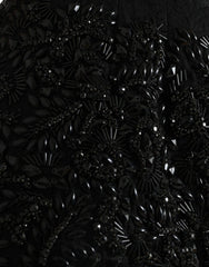 Dolce & Gabbana Black Crystal Handmade Knee Pencil Skirt