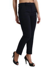 Dolce & Gabbana Blue Mid Waist Tapered Cropped Pants