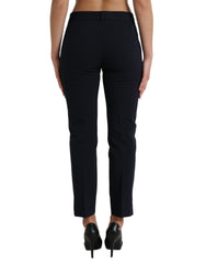 Dolce & Gabbana Blue Mid Waist Tapered Cropped Pants