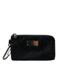 Dolce & Gabbana Black Nylon Logo Plaque Keyring Pouch Clutch Bags
