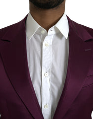 Dolce & Gabbana Maroon Silk Single Breasted Coat Blazer