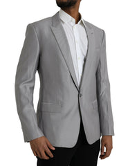 Dolce & Gabbana Gray Wool Peak Single Breasted Coat Blazer