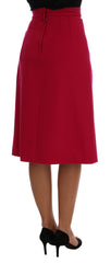 Dolce & Gabbana Pink Wool Knee Long A-Line Skirt