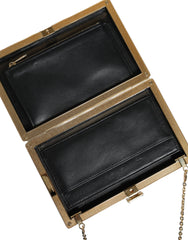 Dolce & Gabbana Brown Leather Gold Frame Clutch Mini Crossbody Bag