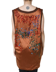 Dolce & Gabbana Brown Crystal Embellished Sleeveless Tank Top