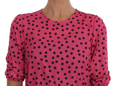 Dolce & Gabbana Pink Polka Dotted Silk Blouse