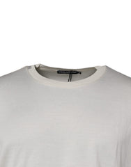 Dolce & Gabbana Off White Silk CrewNeck Short Sleeve T-shirt