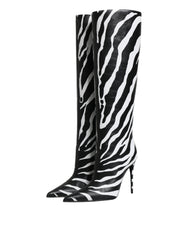 Dolce & Gabbana Black White Zebra Heels High Boots Shoes
